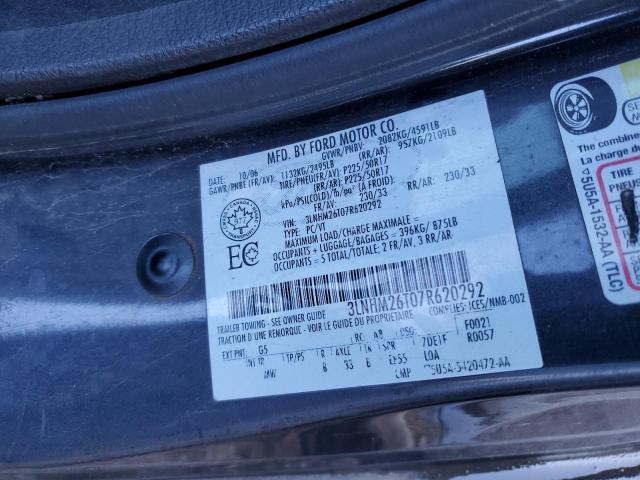 3LNHM26T07R620292 - 2007 LINCOLN MKZ BLACK photo 12