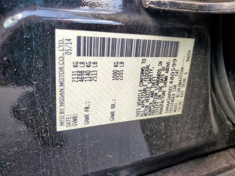 1N4AA5APXEC480599 - 2014 NISSAN MAXIMA S BLACK photo 12