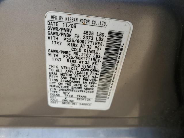 JN8AS58V29W442448 - 2009 NISSAN ROGUE S GRAY photo 12