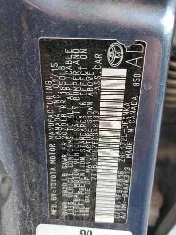 2T1BURHE7FC348183 - 2015 TOYOTA COROLLA L CHARCOAL photo 12