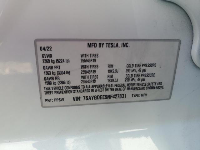 7SAYGDEE9NF427831 - 2022 TESLA MODEL Y Blanco foto 13