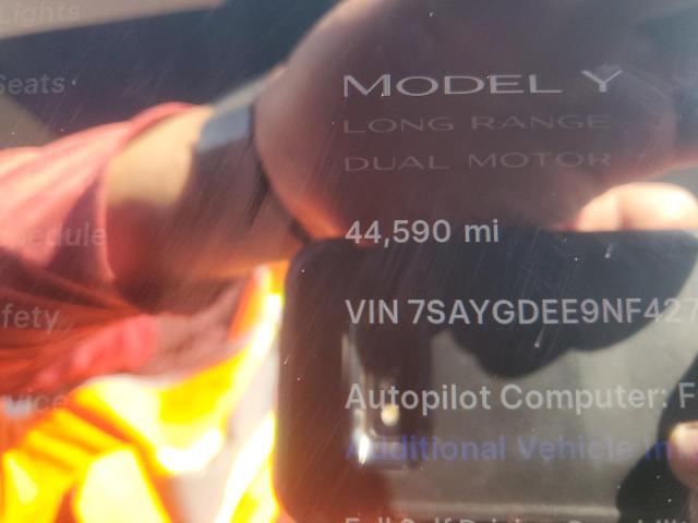 7SAYGDEE9NF427831 - 2022 TESLA MODEL Y Blanco foto 9