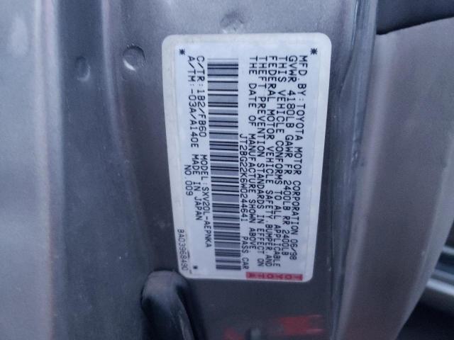 JT2BG22K6W0244641 - 1998 TOYOTA CAMRY CE GRAY photo 12