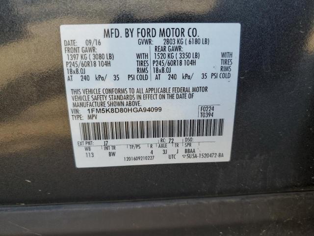 1FM5K8D80HGA94099 - 2017 FORD EXPLORER XLT Grau Foto 14