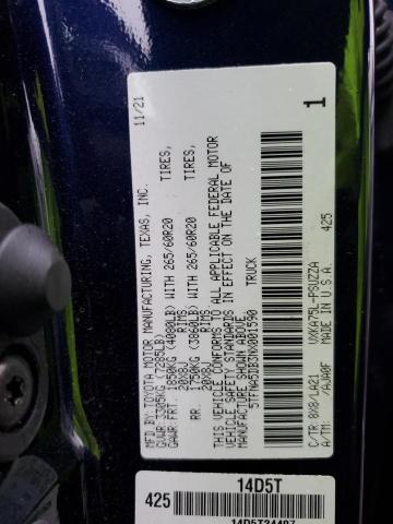 5TFNA5DB3NX001590 - 2022 TOYOTA TUNDRA CREWMAX PLATINUM Blau Foto 12