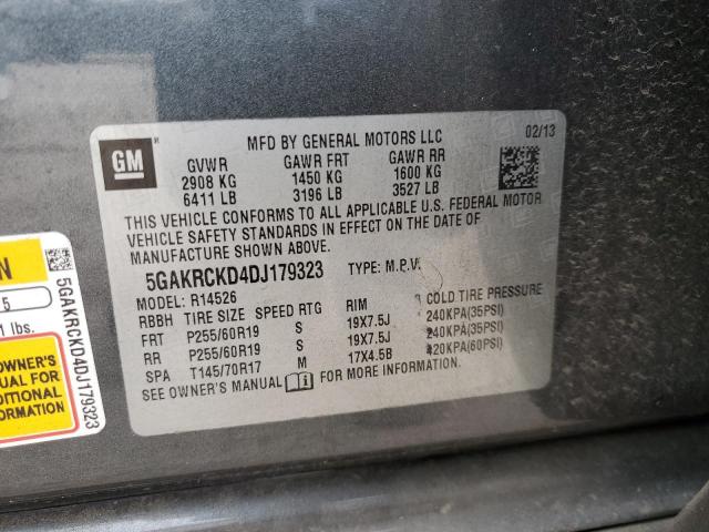 5GAKRCKD4DJ179323 - 2013 BUICK ENCLAVE CHARCOAL photo 14