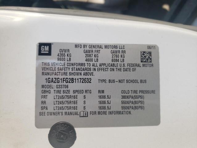 1GAZG1FG2B1172632 - 2011 CHEVROLET EXPRESS G3 LT Սպիտակ լուսանկար 13