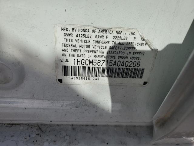 1HGCM56715A040206 - 2005 HONDA ACCORD EX WHITE photo 12
