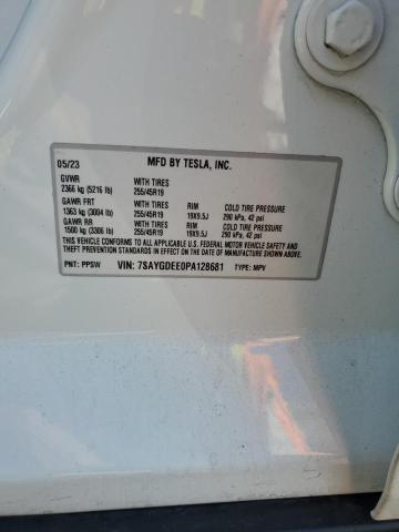 7SAYGDEE0PA128681 - 2023 TESLA MODEL Y 白色 照片 13