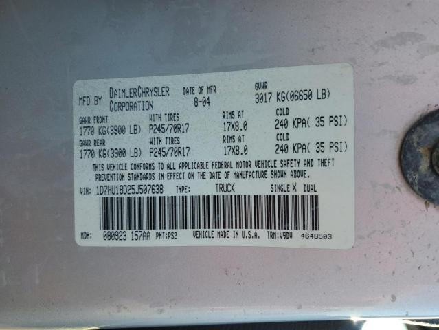 1D7HU18D25J507638 - 2005 DODGE RAM 1500 ST SILVER photo 12
