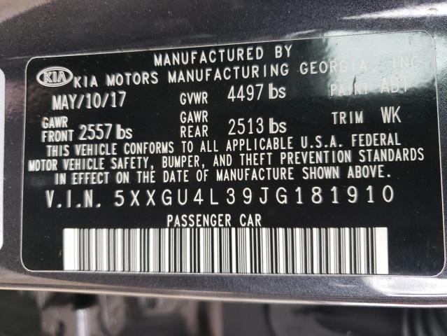 5XXGU4L39JG181910 - 2018 KIA OPTIMA EX BLACK photo 12