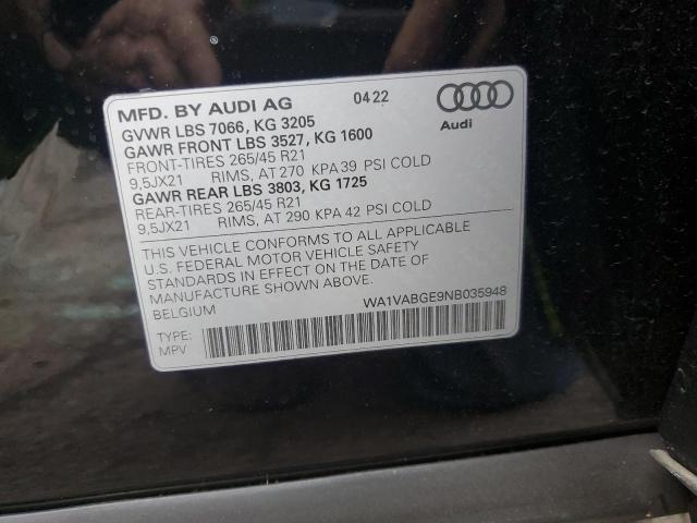 WA1VABGE9NB035948 - 2022 AUDI E-TRON CHRONOS BLACK photo 13