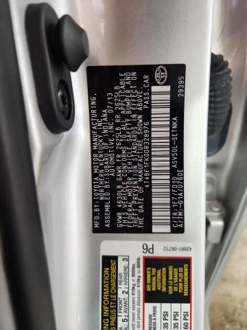 4T4BF1FK0DR328976 - 2013 TOYOTA CAMRY L SILVER photo 12