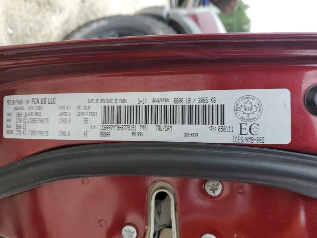 1C6RR7YT9HS775151 - 2017 RAM 1500 REBEL Bordeaux photo 12