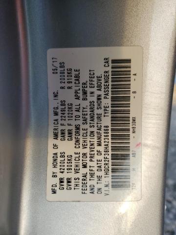 1HGCR2F36HA236868 - 2017 HONDA ACCORD LX SILVER photo 13