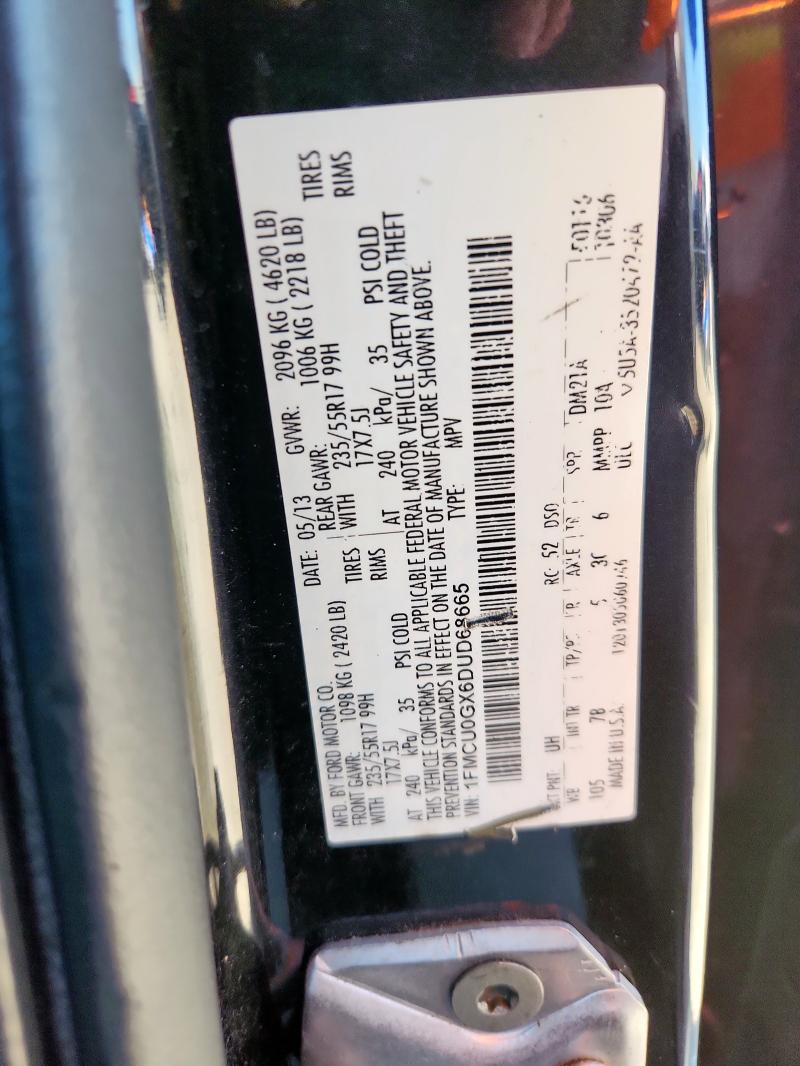 1FMCU0GX6DUD68665 - 2013 FORD ESCAPE SE BLACK photo 12