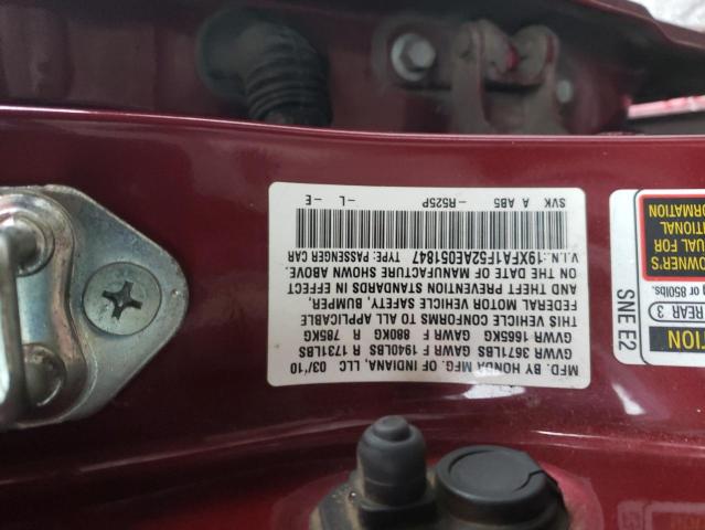 19XFA1F52AE051847 - 2010 HONDA CIVIC LX RED photo 12