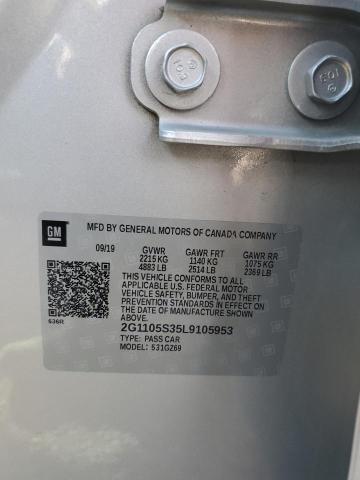2G1105S35L9105953 - 2020 CHEVROLET IMPALA PREMIER SILVER photo 12