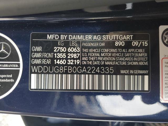 WDDUG8FB0GA224335 - 2016 MERCEDES-BENZ S 550 4MATIC BLUE photo 12