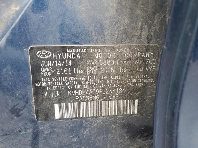 KMHDH4AE9FU254184 - 2015 HYUNDAI ELANTRA SE BLUE photo 12