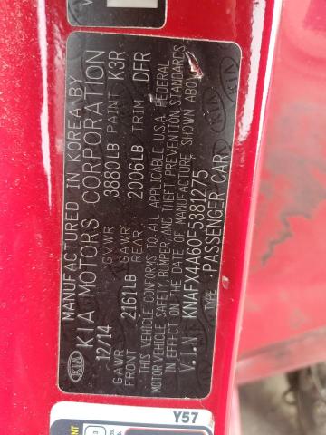 KNAFX4A60F5381275 - 2015 KIA FORTE LX RED photo 12