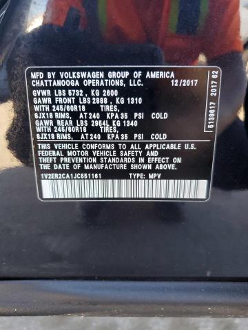 1V2ER2CA1JC551161 - 2018 VOLKSWAGEN ATLAS SEL Qara foto 13