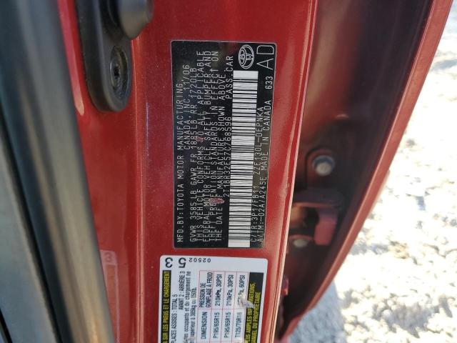 2T1BR32E57C768596 - 2007 TOYOTA COROLLA CE RED photo 12