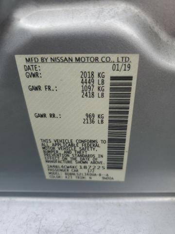 1N4BL4CW4KC187225 - 2019 NISSAN ALTIMA SR 银色 照片 13