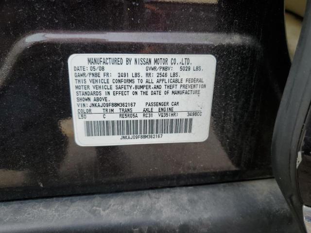 JNKAJ09F88M362167 - 2008 INFINITI EX35 BASE 栗色 照片 12