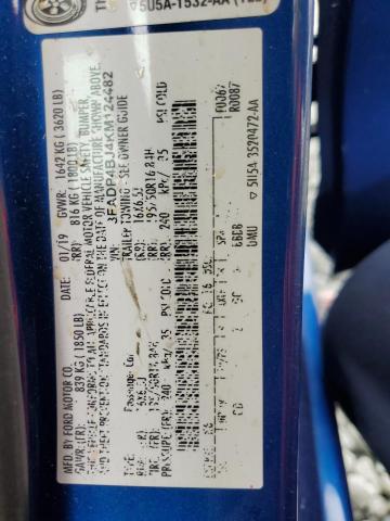 3FADP4BJ4KM124482 - 2019 FORD FIESTA SE Niebieski zdjęcie 12