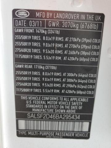 SALSF2D46BA295434 - 2011 LAND ROVER RANGE ROVE HSE WHITE photo 13