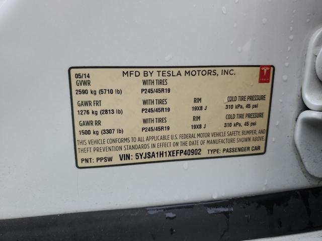 5YJSA1H1XEFP40902 - 2014 TESLA MODEL S Ağ foto 12