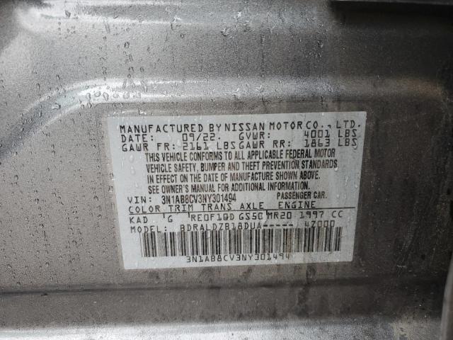 3N1AB8CV3NY301494 - 2022 NISSAN SENTRA SV CHARCOAL photo 12