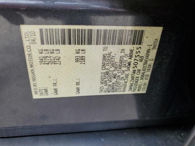 1N4AL2AP7AN507555 - 2010 NISSAN ALTIMA BASE GRAY photo 12