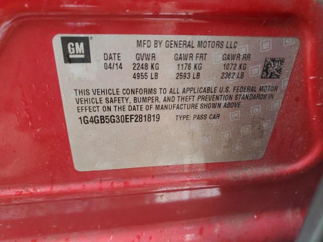 1G4GB5G30EF281819 - 2014 BUICK LACROSSE RED photo 12