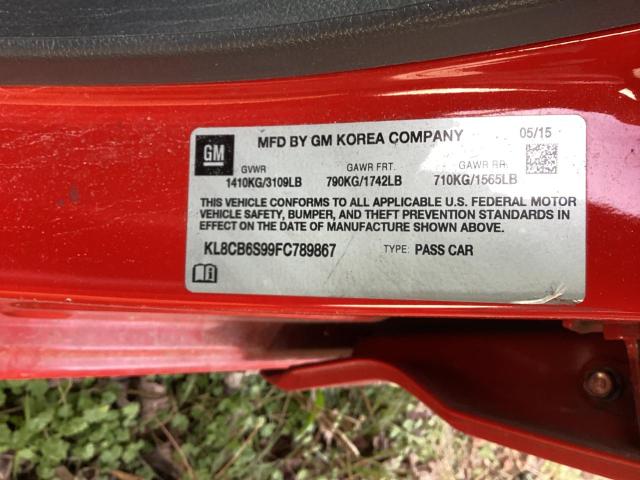 KL8CB6S99FC789867 - 2015 CHEVROLET SPARK LS RED photo 10