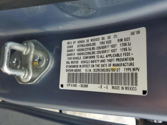 3CZRE38538G705127 - 2008 HONDA CR-V EX BLUE photo 14