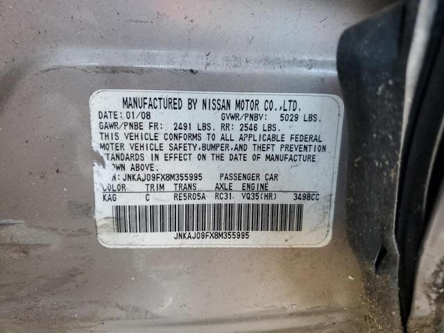 JNKAJ09FX8M355995 - 2008 INFINITI EX35 BASE BEIGE photo 13