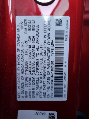 2HKRS4H44PH401001 - 2023 HONDA CR-V EX RED photo 13