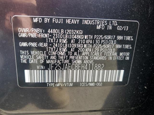 JF2SJAEC8EH411882 - 2014 SUBARU FORESTER 2.5I PREMIUM Գրաֆիտ լուսանկար 12