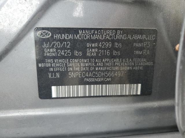 5NPEC4AC5DH566497 - 2013 HYUNDAI SONATA SE SILVER photo 12