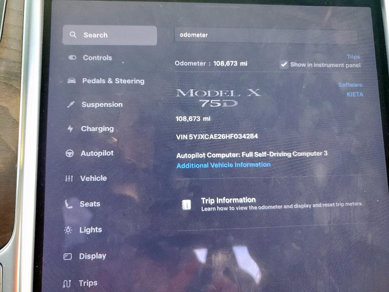 5YJXCAE26HF034284 - 2017 TESLA MODEL X WHITE photo 9