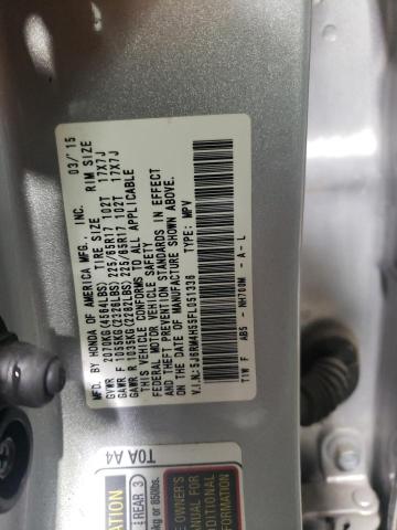 5J6RM4H55FL051336 - 2015 HONDA CR-V EX SILVER photo 12