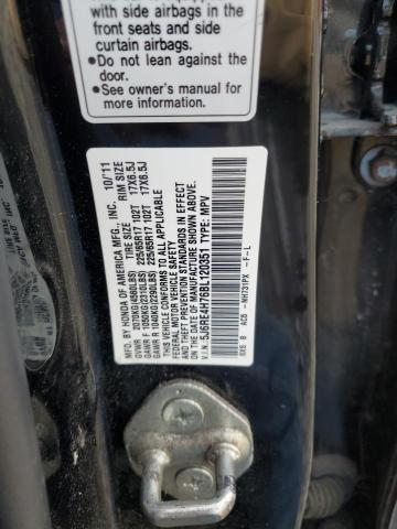 5J6RE4H76BL120351 - 2011 HONDA CR-V EXL BLACK photo 13