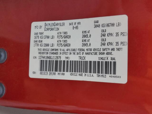 1D7HA18N66J112879 - 2006 DODGE RAM 1500 ST RED photo 12