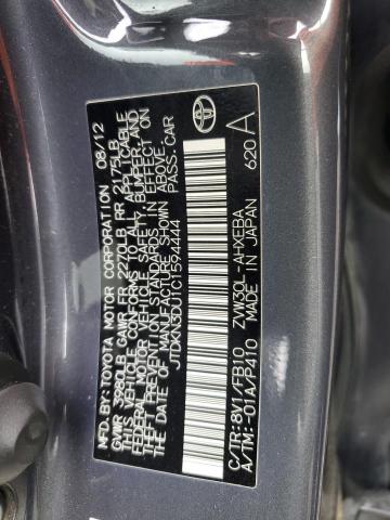 JTDKN3DU1C1594444 - 2012 TOYOTA PRIUS GRAY photo 13