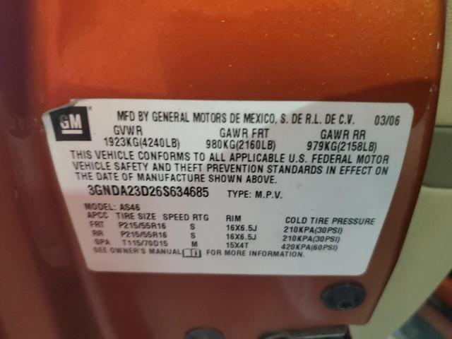 3GNDA23D26S634685 - 2006 CHEVROLET HHR LT ORANGE photo 13