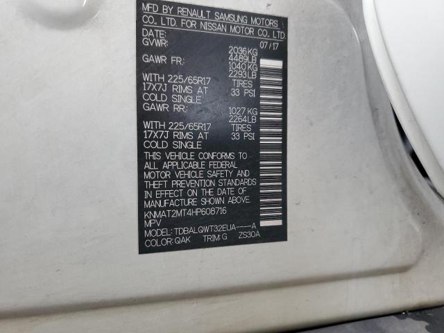 KNMAT2MT4HP608716 - 2017 NISSAN ROGUE S 白色 照片 12