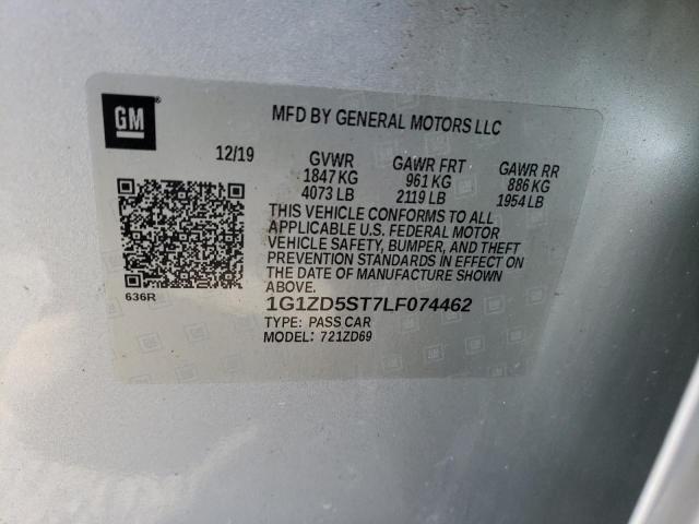 1G1ZD5ST7LF074462 - 2020 CHEVROLET MALIBU LT 银色 照片 13