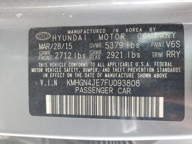 KMHGN4JE7FU093808 - 2015 HYUNDAI GENESIS 3.8L GRAY photo 12